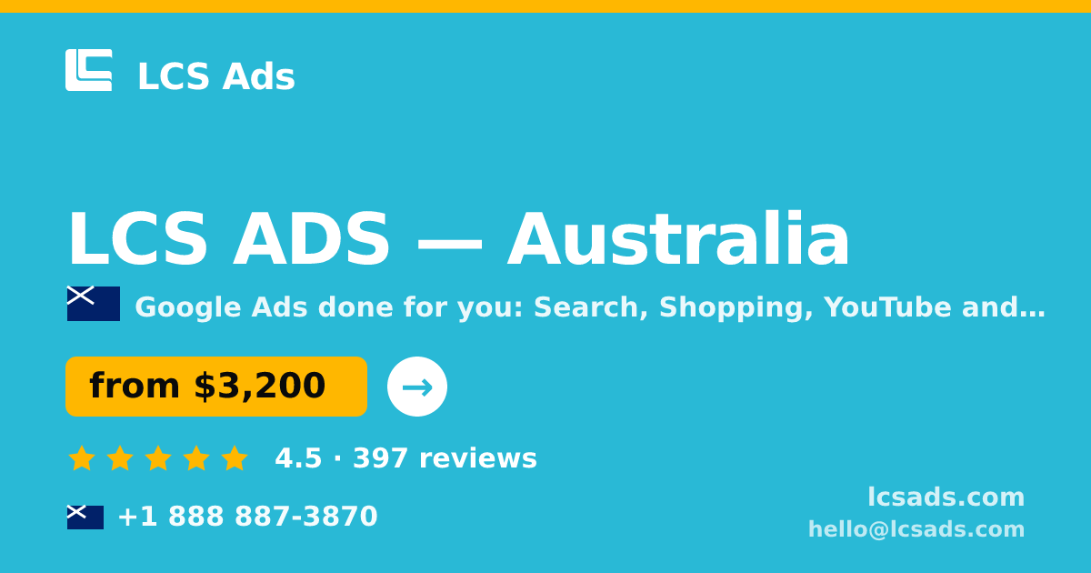 LCS ADS in Australia — from $3,200/mo, rated 4.5/5 by 397 clients. LCS Ads.