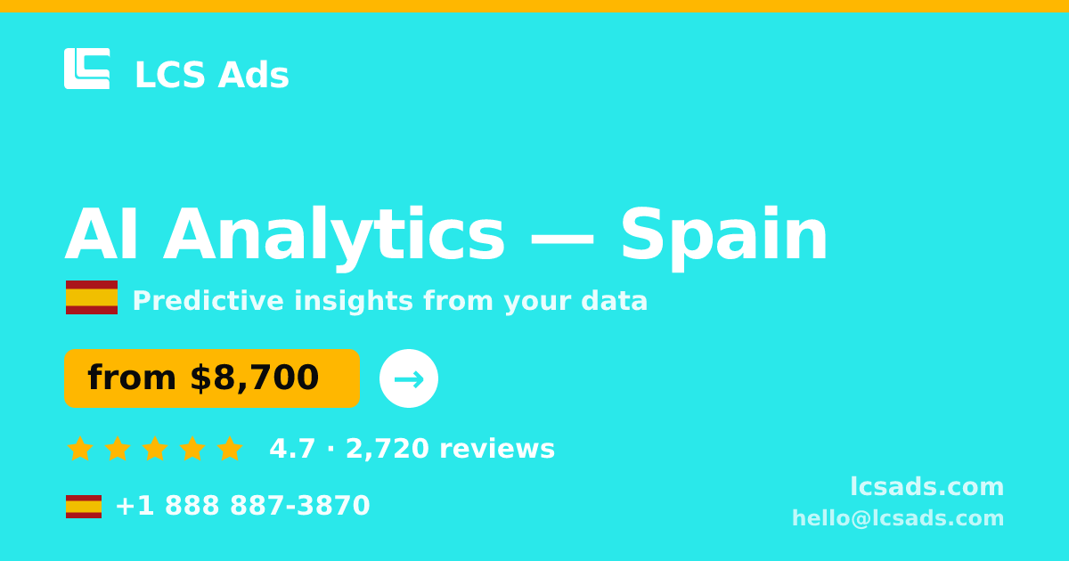 AI Analytics in Spain — from $8,700, rated 4.7/5 by 2720 clients. LCS Ads.