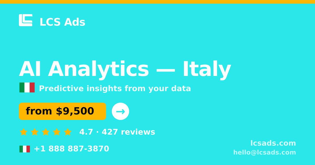 AI Analytics in Rome — from $11,500, rated 4.6/5 by 2559 clients. LCS Ads.
