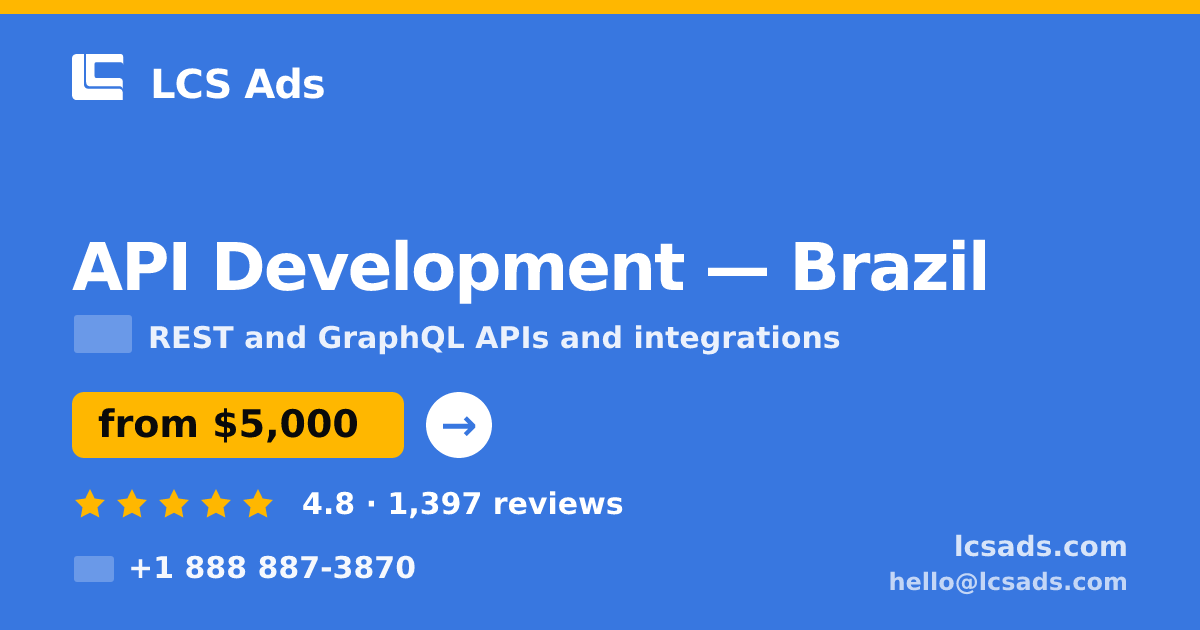 API Development in Brazil — from $5,000, rated 4.8/5 by 1397 clients. LCS Ads.