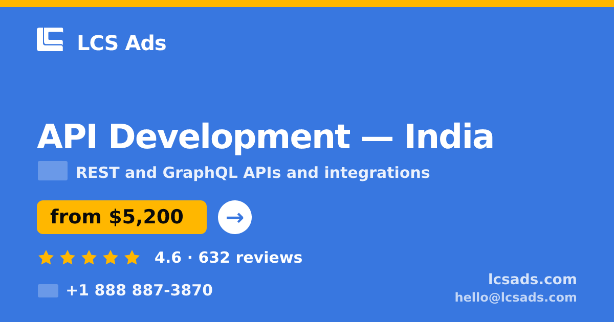 API Development in India — from $5,200, rated 4.6/5 by 632 clients. LCS Ads.