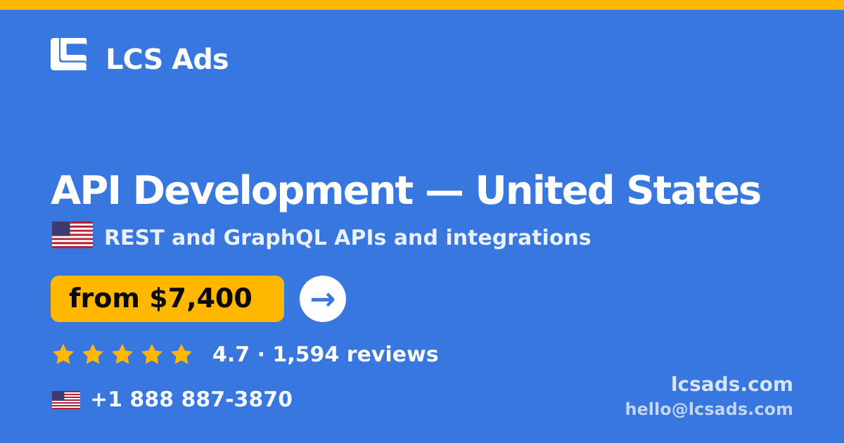 API Development in United States — from $7,400, rated 4.7/5 by 1594 clients. LCS Ads.
