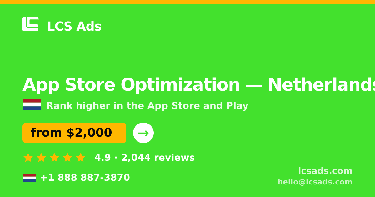 App Store Optimization in Rotterdam — from $2,200/mo, rated 4.5/5 by 1507 clients. LCS Ads.