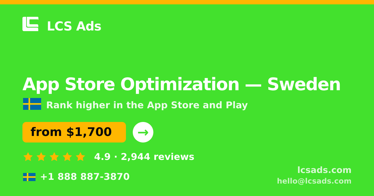 App Store Optimization in Stockholm — from $1,700/mo, rated 4.5/5 by 1588 clients. LCS Ads.