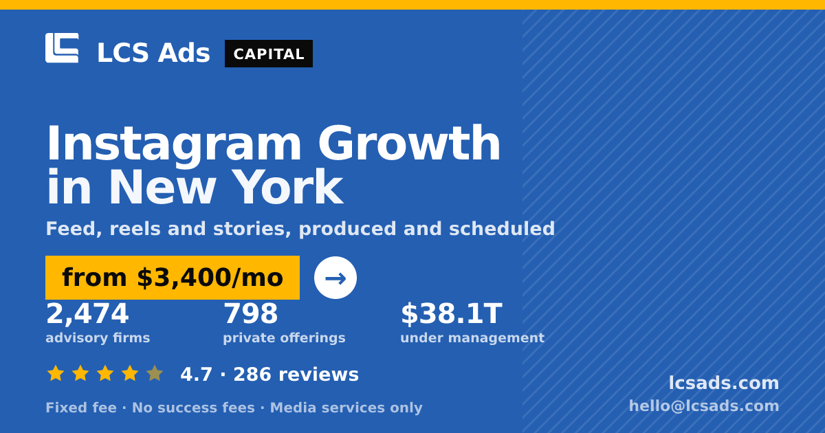 Instagram Growth in New York — from $3,400/mo, rated 4.7/5 across 286 reviews. LCS Ads.