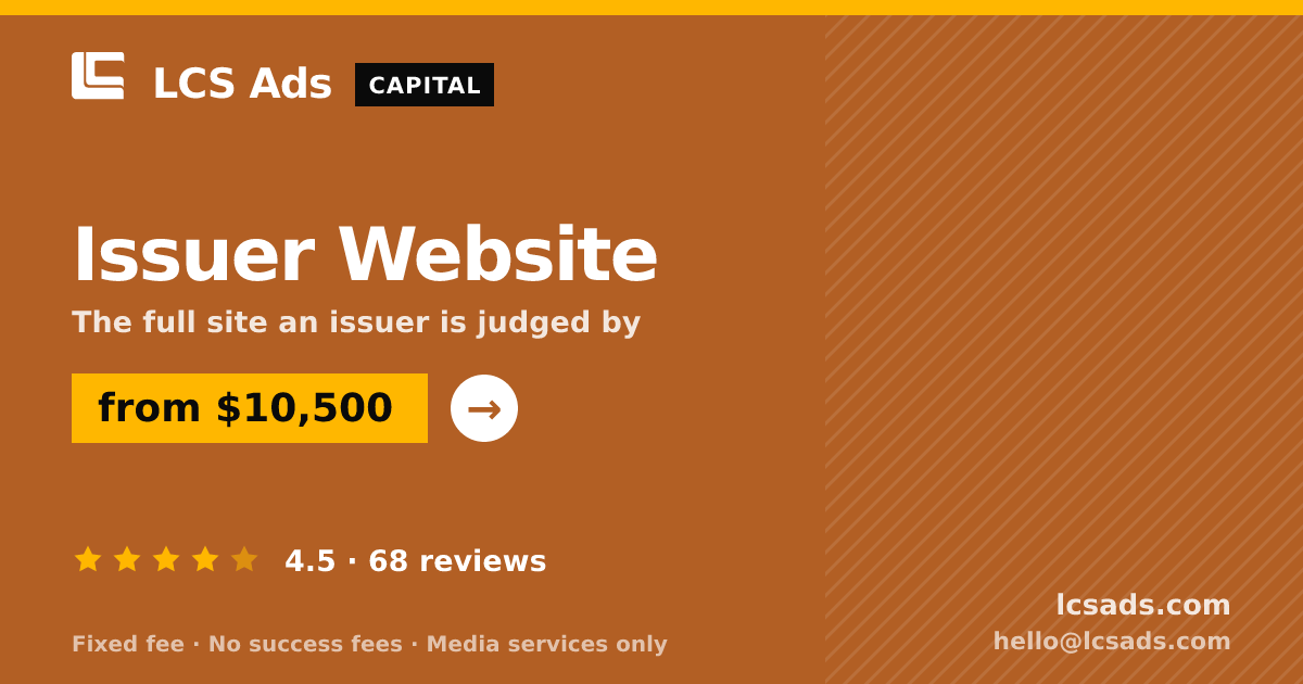 Issuer Website — from $10,500, rated 4.5/5 across 68 reviews. LCS Ads.
