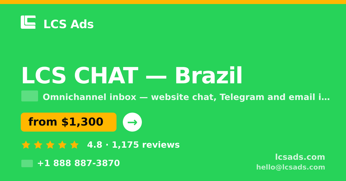 LCS CHAT in Rio de Janeiro — from $900/mo, rated 4.7/5 by 2019 clients. LCS Ads.