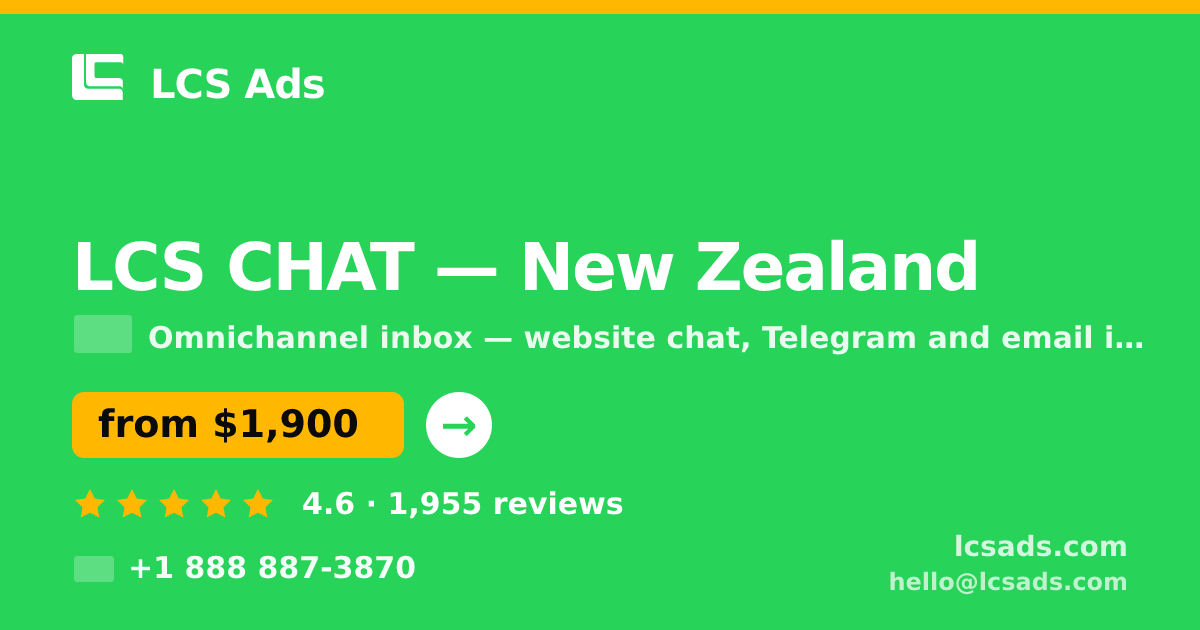 LCS CHAT in Auckland — from $1,600/mo, rated 4.8/5 by 2713 clients. LCS Ads.