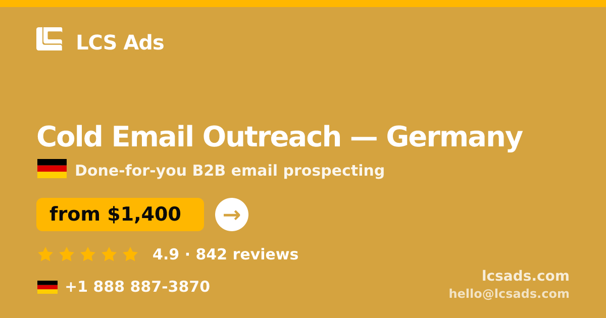 Cold Email Outreach in Munich — from $1,500/mo, rated 4.9/5 by 2695 clients. LCS Ads.