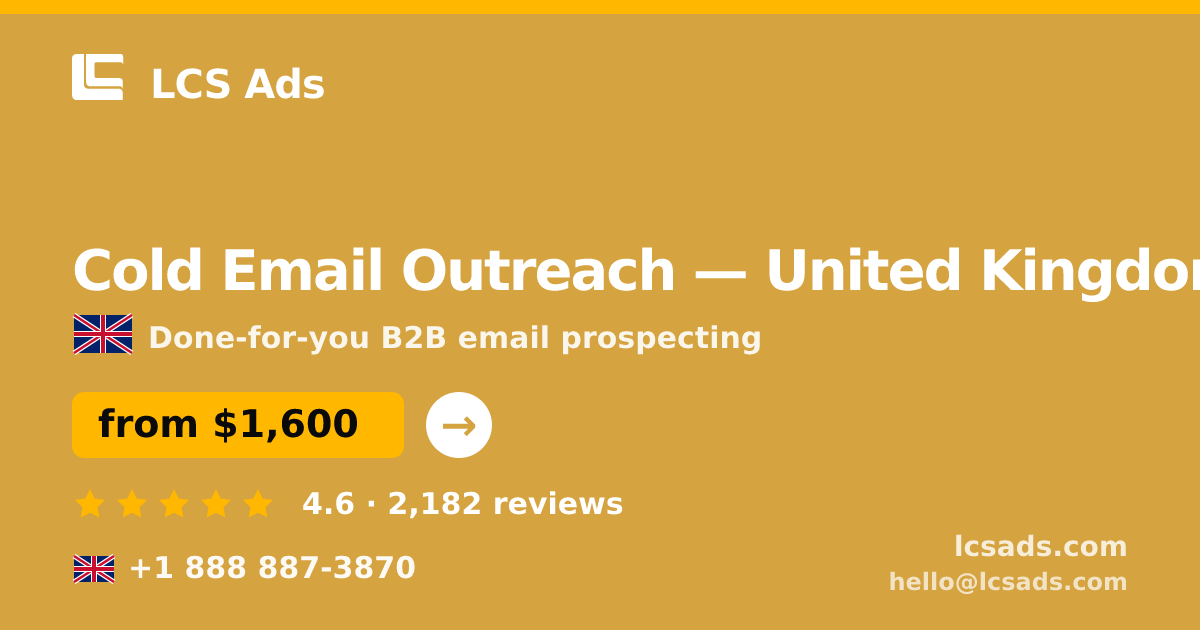 Cold Email Outreach in London — from $1,900/mo, rated 4.6/5 by 1823 clients. LCS Ads.