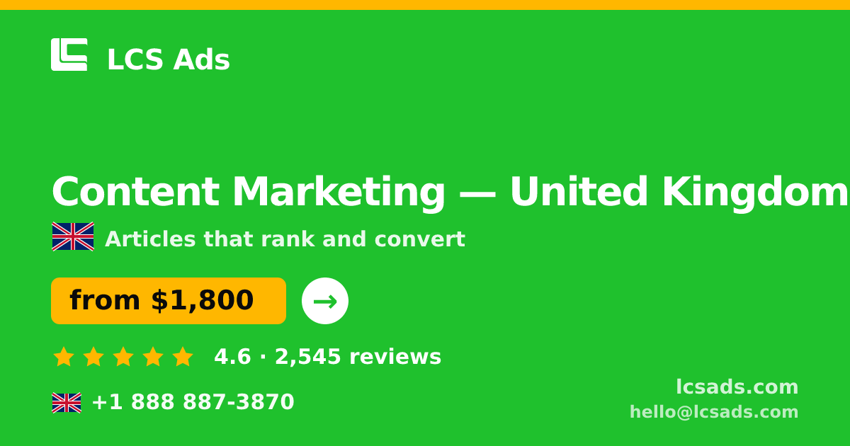 Content Marketing in Glasgow — from $1,700/mo, rated 4.8/5 by 2546 clients. LCS Ads.