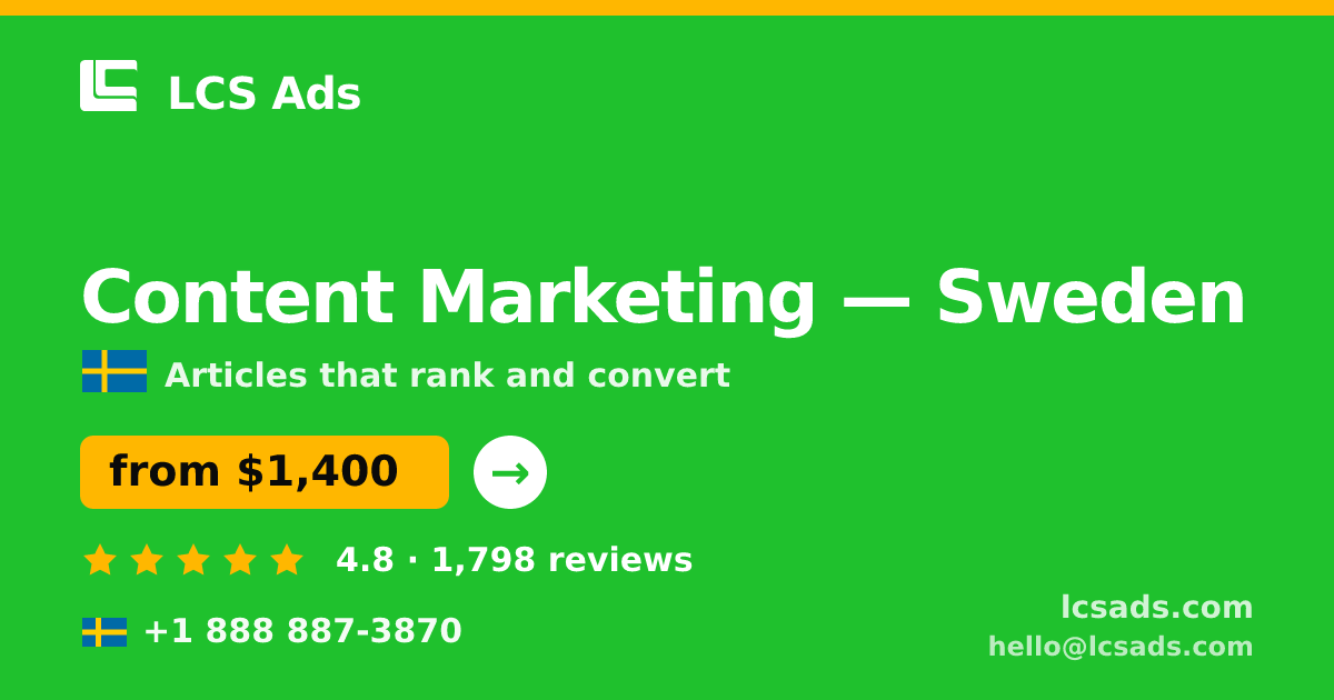 Content Marketing in Gothenburg — from $2,300/mo, rated 4.6/5 by 2187 clients. LCS Ads.