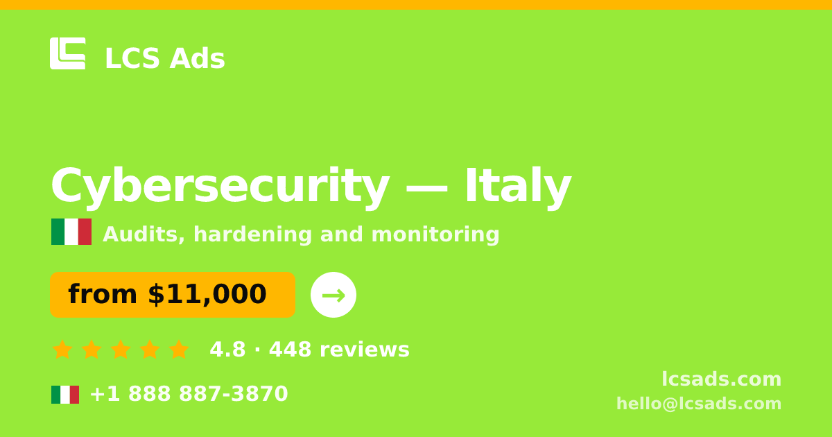 Cybersecurity in Turin — from $9,900, rated 5/5 by 1393 clients. LCS Ads.