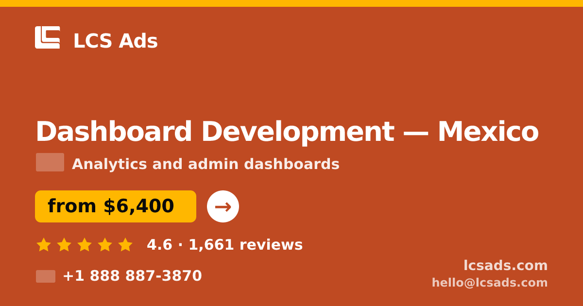 Dashboard Development in Mexico — from $6,400, rated 4.6/5 by 1661 clients. LCS Ads.