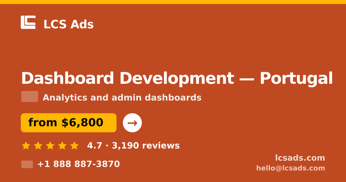 Dashboard Development in Braga — from $6,000, rated 5/5 by 3251 clients. LCS Ads.