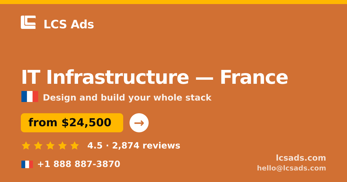 IT Infrastructure in France — from $24,500, rated 4.5/5 by 2874 clients. LCS Ads.