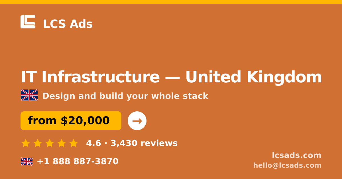 IT Infrastructure in Manchester — from $18,500, rated 4.5/5 by 2612 clients. LCS Ads.