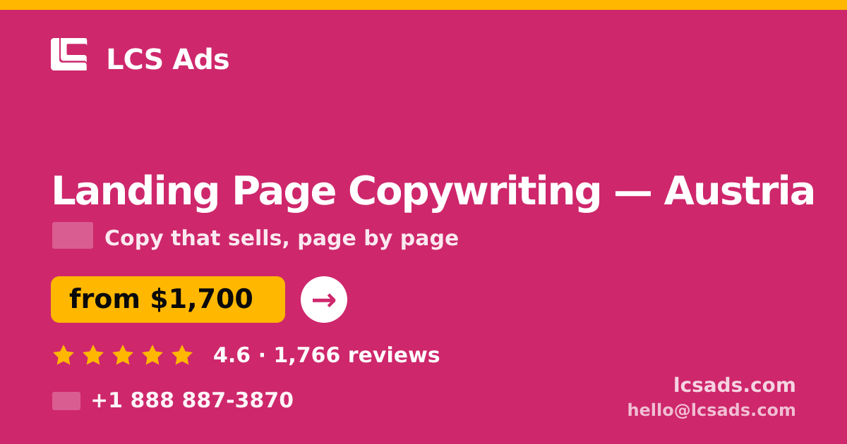 Landing Page Copywriting in Linz — from $2,300, rated 4.5/5 by 590 clients. LCS Ads.