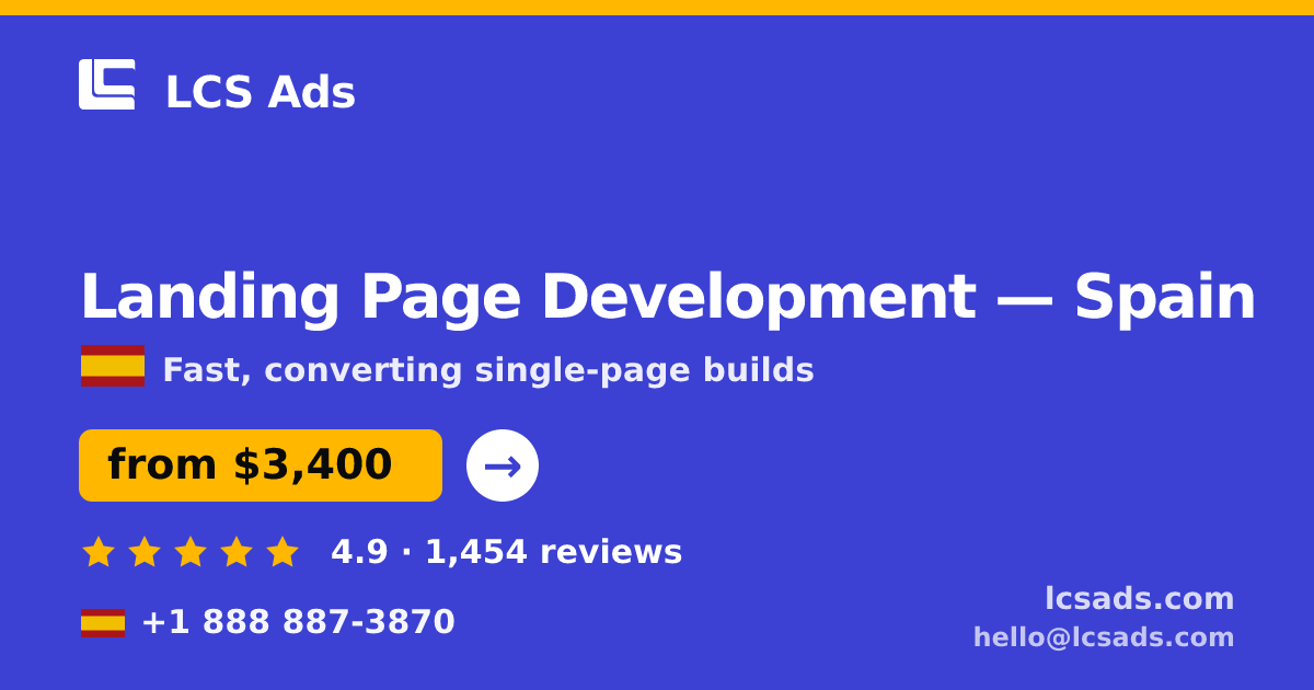 Landing Page Development in Barcelona — from $3,300, rated 4.6/5 by 2398 clients. LCS Ads.