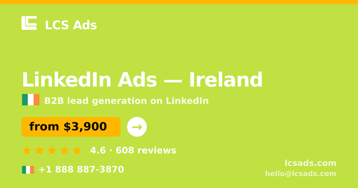 LinkedIn Ads in Cork — from $3,600/mo, rated 4.8/5 by 2362 clients. LCS Ads.