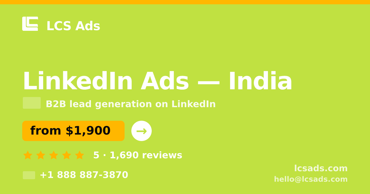 LinkedIn Ads in Chennai — from $1,300/mo, rated 4.9/5 by 2634 clients. LCS Ads.