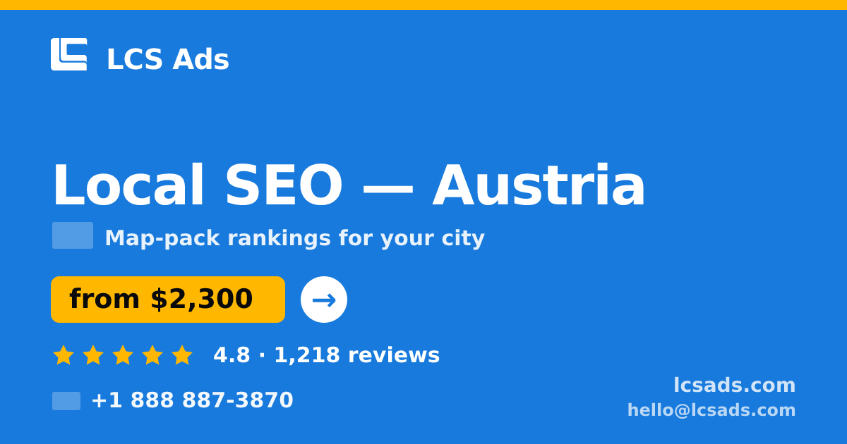 Local SEO in Linz — from $1,900/mo, rated 4.6/5 by 3166 clients. LCS Ads.