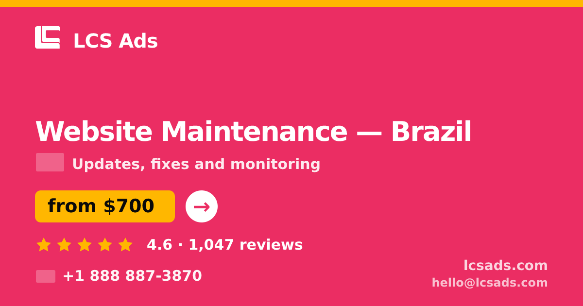 Website Maintenance in Rio de Janeiro — from $500/mo, rated 4.9/5 by 3338 clients. LCS Ads.