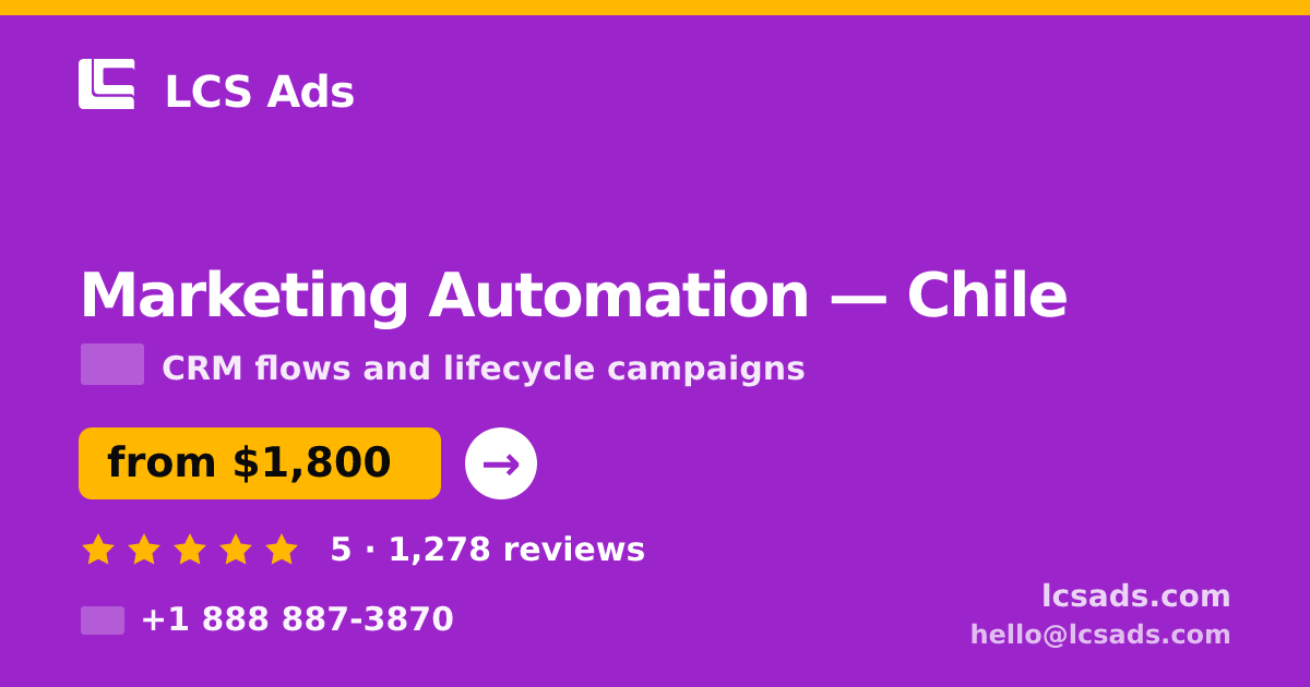 Marketing Automation in Chile — from $1,800/mo, rated 5/5 by 1278 clients. LCS Ads.
