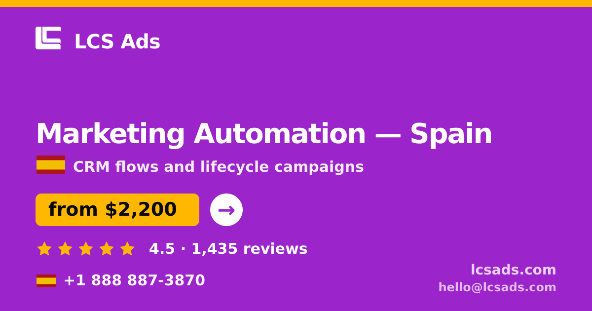 Marketing Automation in Madrid — from $1,900/mo, rated 4.5/5 by 2524 clients. LCS Ads.