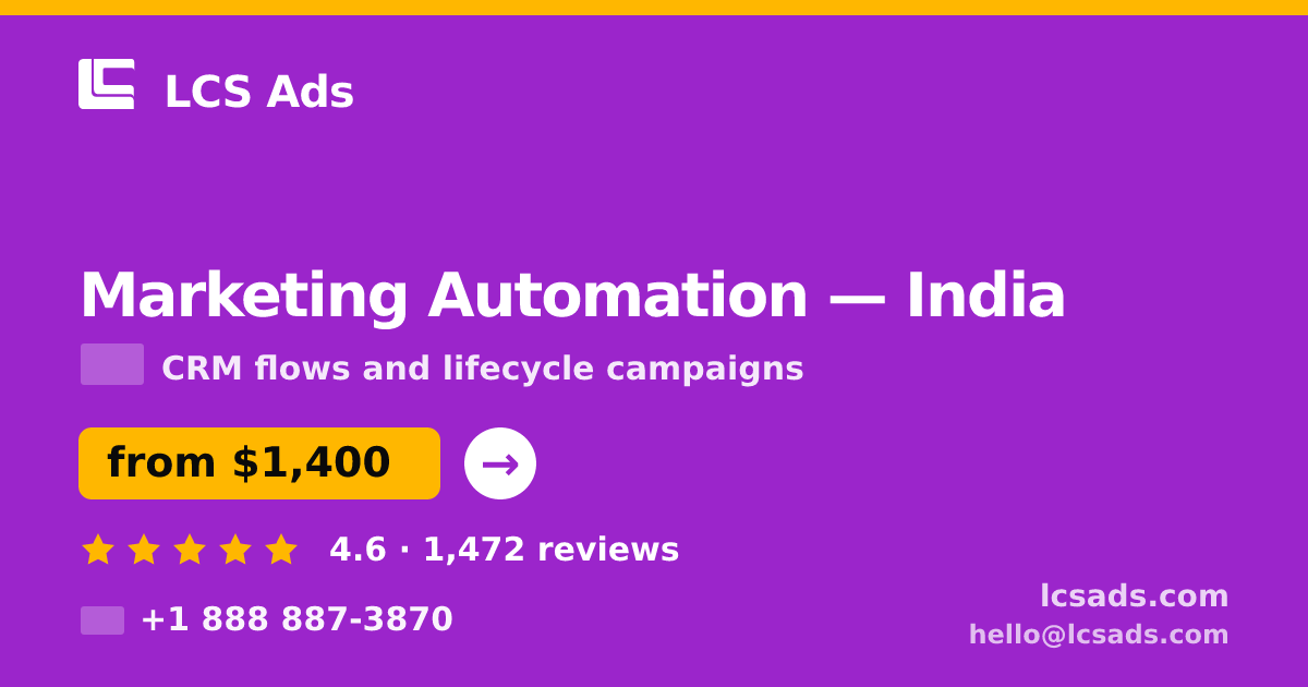 Marketing Automation in Bangalore — from $1,200/mo, rated 4.7/5 by 2142 clients. LCS Ads.