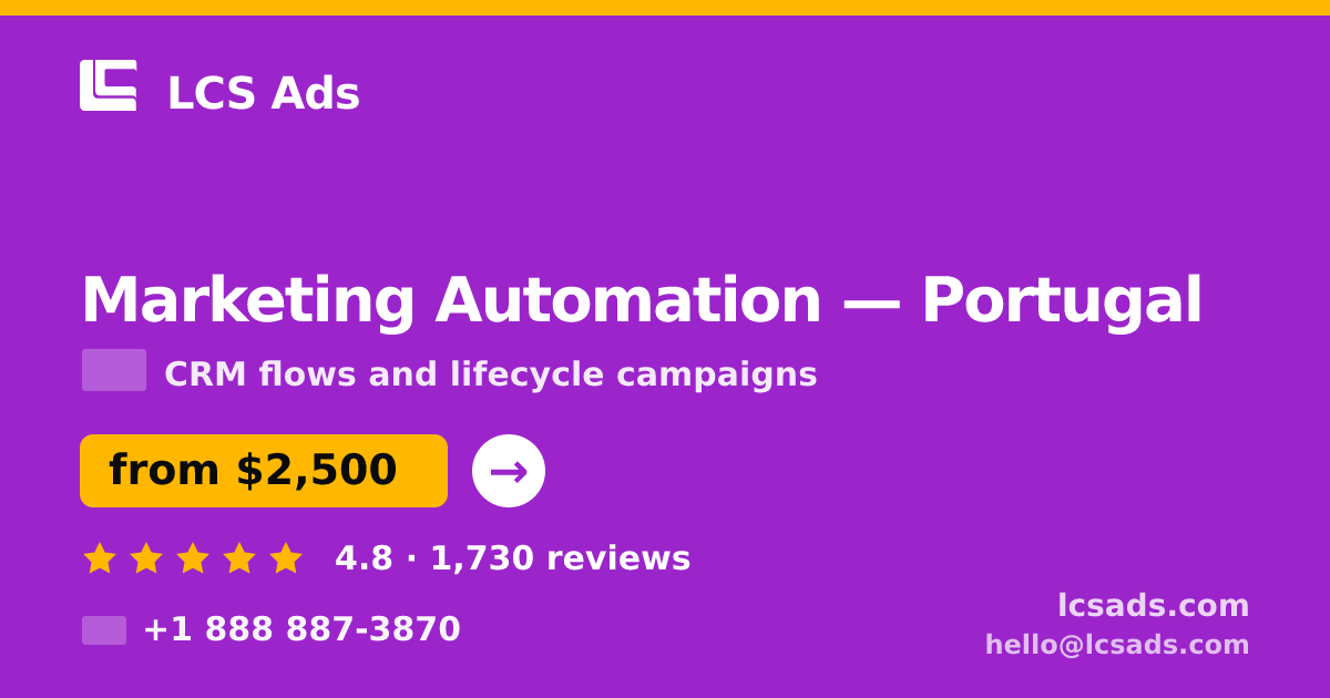 Marketing Automation in Braga — from $1,800/mo, rated 4.8/5 by 3325 clients. LCS Ads.