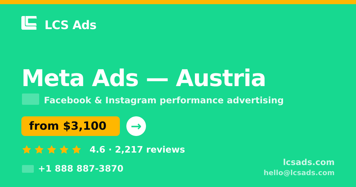 Meta Ads in Vienna — from $3,300/mo, rated 4.6/5 by 1626 clients. LCS Ads.