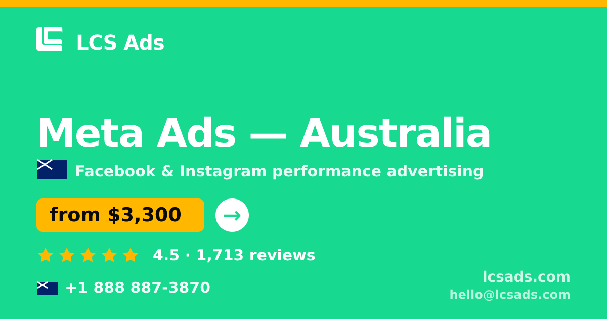Meta Ads in Australia — from $2,900/mo, rated 4.5/5 by 980 clients. LCS Ads.