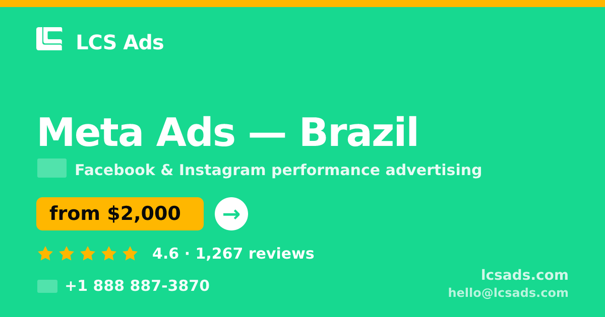 Meta Ads in Brazil — from $2,000/mo, rated 4.6/5 by 1267 clients. LCS Ads.