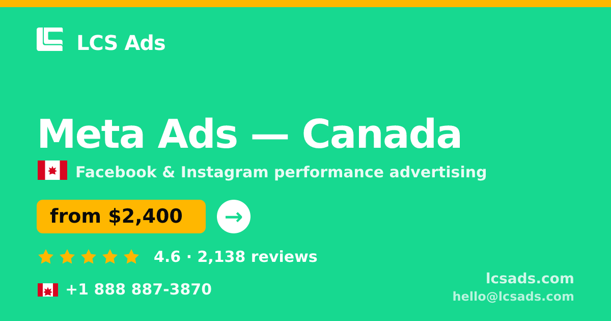 Meta Ads in Canada — from $2,400/mo, rated 4.6/5 by 2138 clients. LCS Ads.
