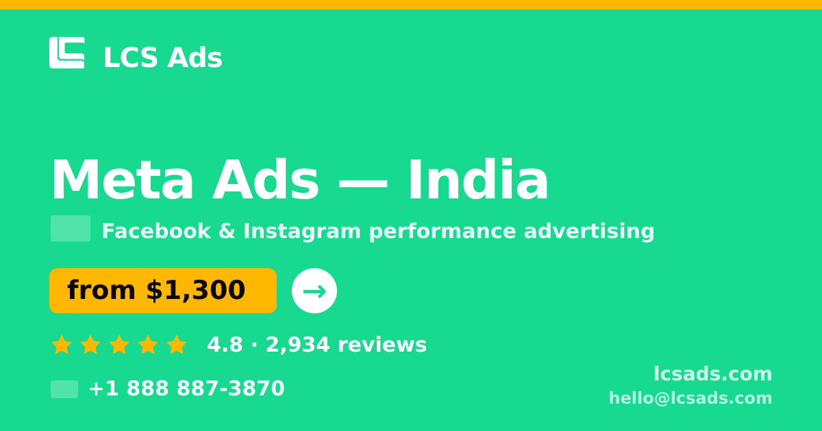 Meta Ads in Chennai — from $1,000/mo, rated 5/5 by 1087 clients. LCS Ads.