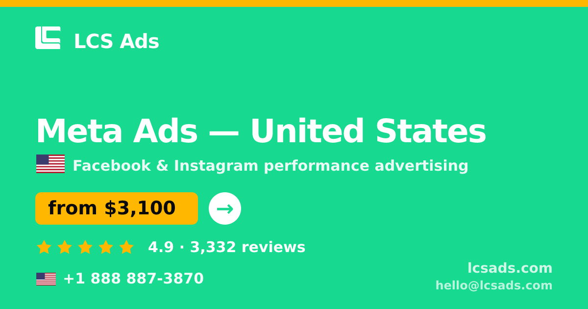 Meta Ads in United States — from $3,100/mo, rated 4.9/5 by 3332 clients. LCS Ads.