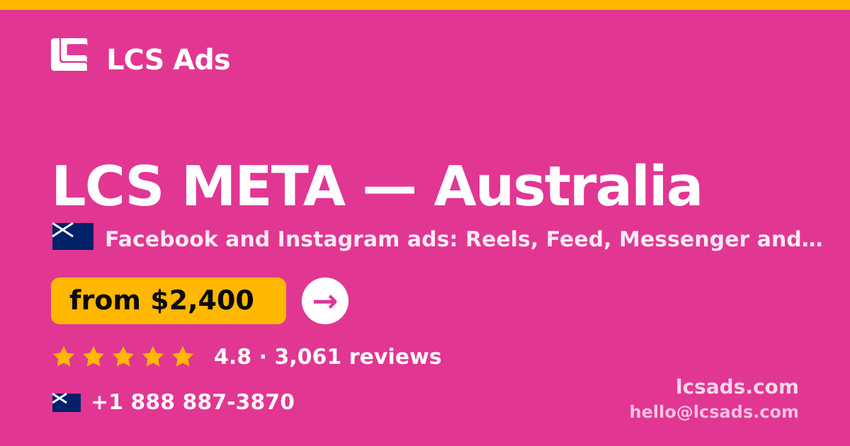 LCS META in Australia — from $2,400/mo, rated 4.8/5 by 3061 clients. LCS Ads.
