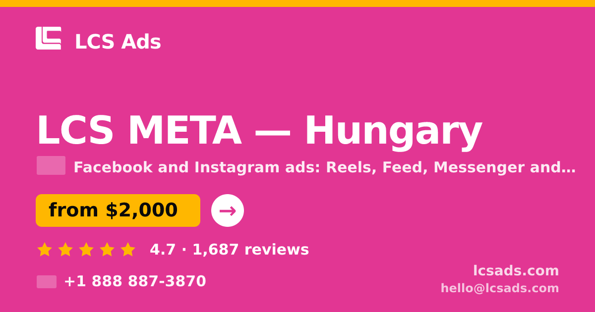 LCS META in Budapest — from $1,600/mo, rated 4.6/5 by 1165 clients. LCS Ads.