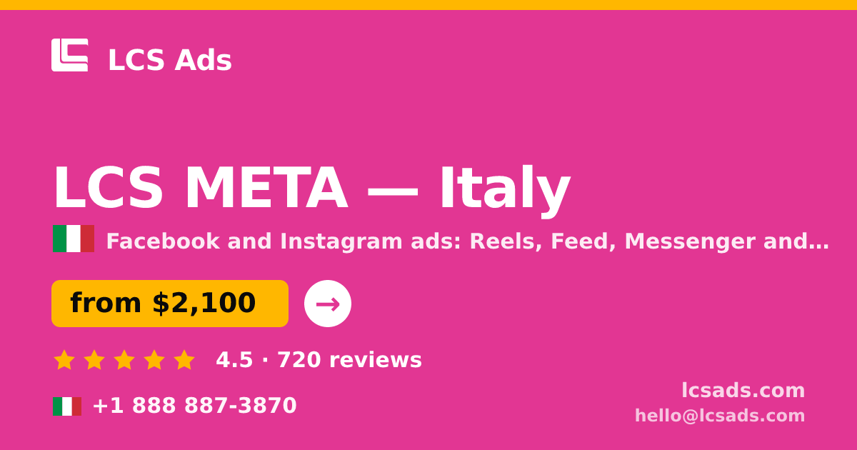 LCS META in Rome — from $2,900/mo, rated 4.8/5 by 3325 clients. LCS Ads.