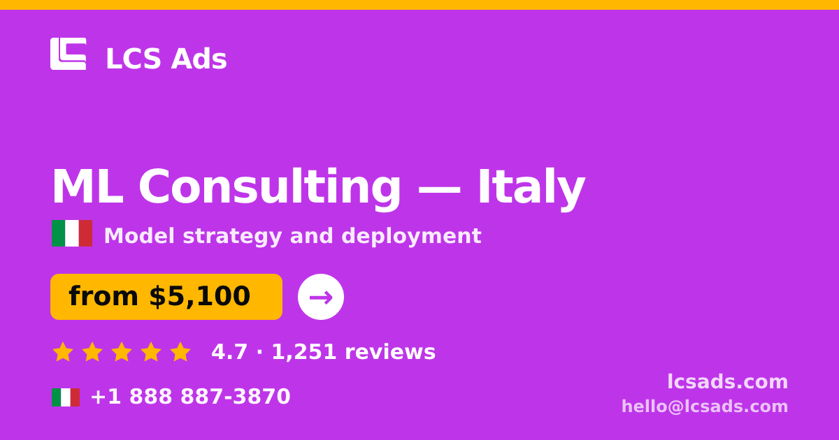 ML Consulting in Milan — from $4,000, rated 4.6/5 by 3161 clients. LCS Ads.