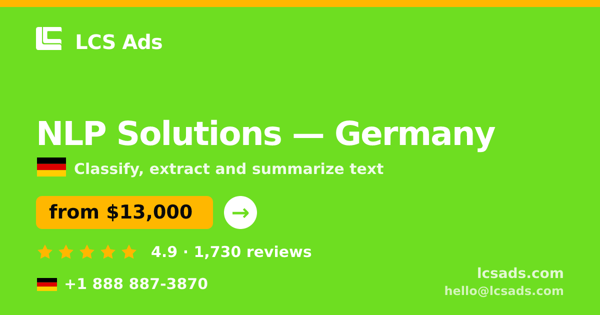 NLP Solutions in Munich — from $17,000, rated 4.8/5 by 1092 clients. LCS Ads.