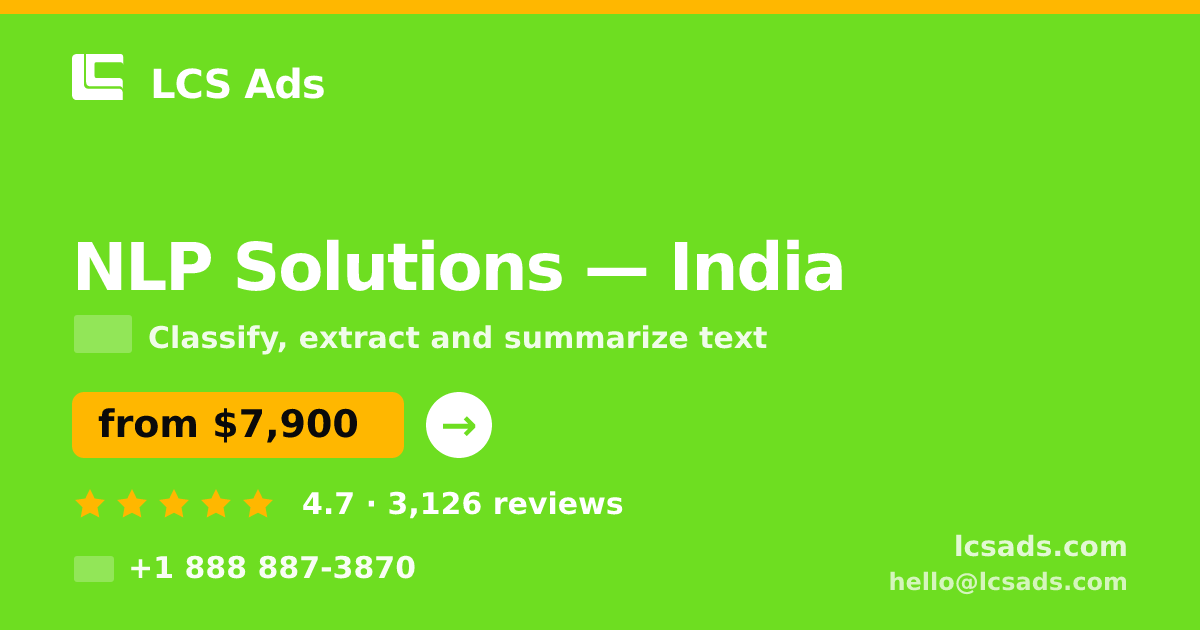 NLP Solutions in Mumbai — from $5,200, rated 5/5 by 3074 clients. LCS Ads.