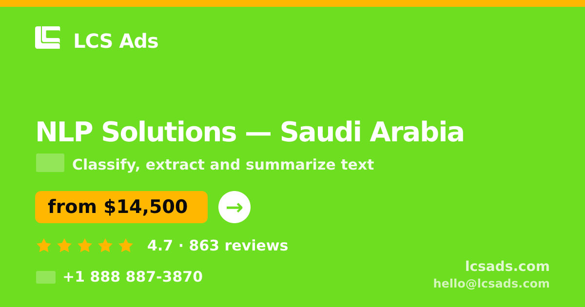 NLP Solutions in Jeddah — from $14,000, rated 4.7/5 by 1648 clients. LCS Ads.