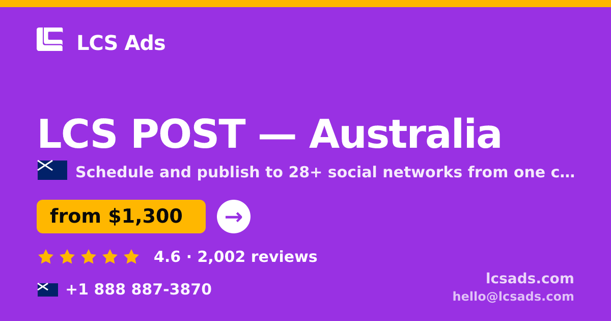 LCS POST in Melbourne — from $1,100/mo, rated 4.6/5 by 3282 clients. LCS Ads.