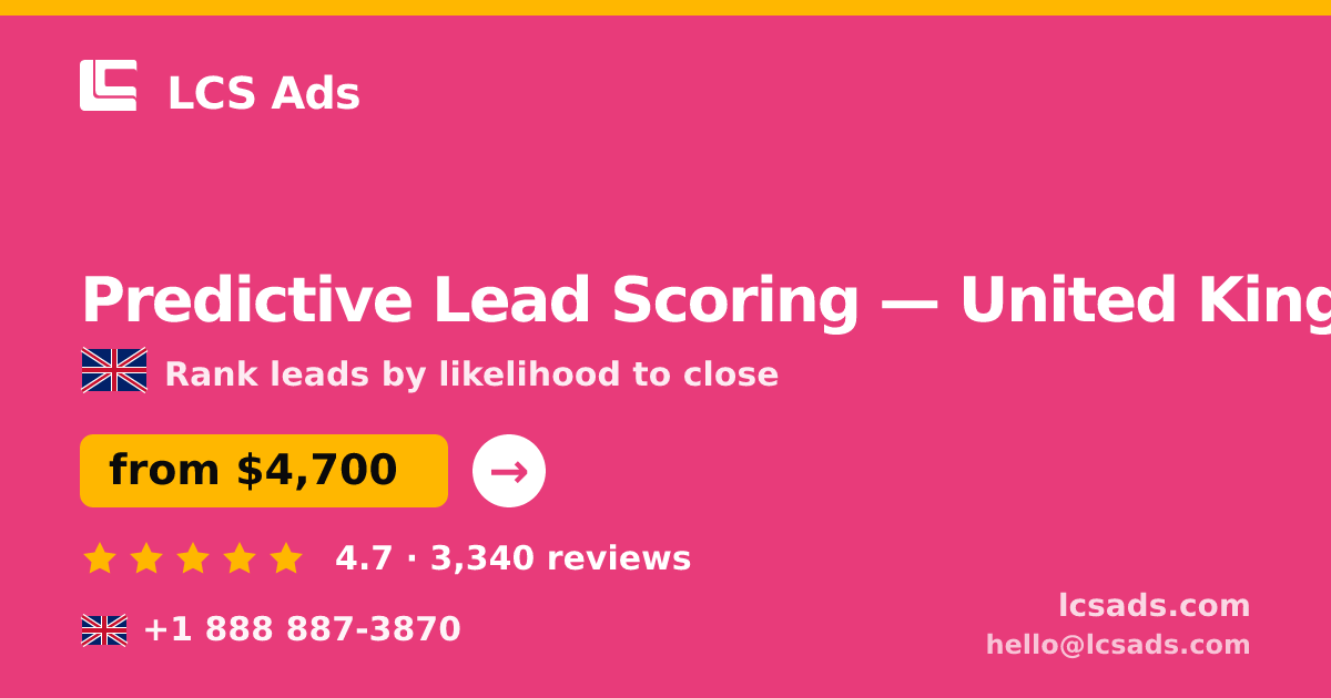 Predictive Lead Scoring in Manchester — from $5,200, rated 5/5 by 1007 clients. LCS Ads.