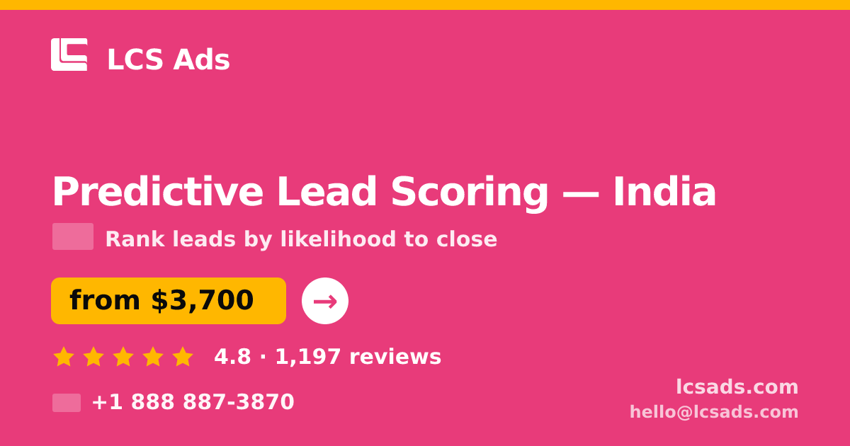 Predictive Lead Scoring in India — from $3,700, rated 4.8/5 by 1197 clients. LCS Ads.