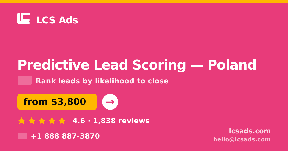 Predictive Lead Scoring in Poland — from $3,800, rated 4.6/5 by 1838 clients. LCS Ads.