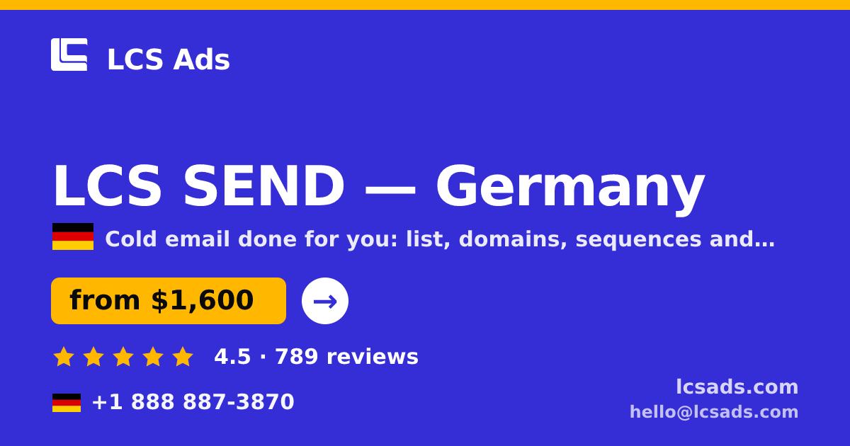 LCS SEND in Germany — from $1,600/mo, rated 4.5/5 by 789 clients. LCS Ads.