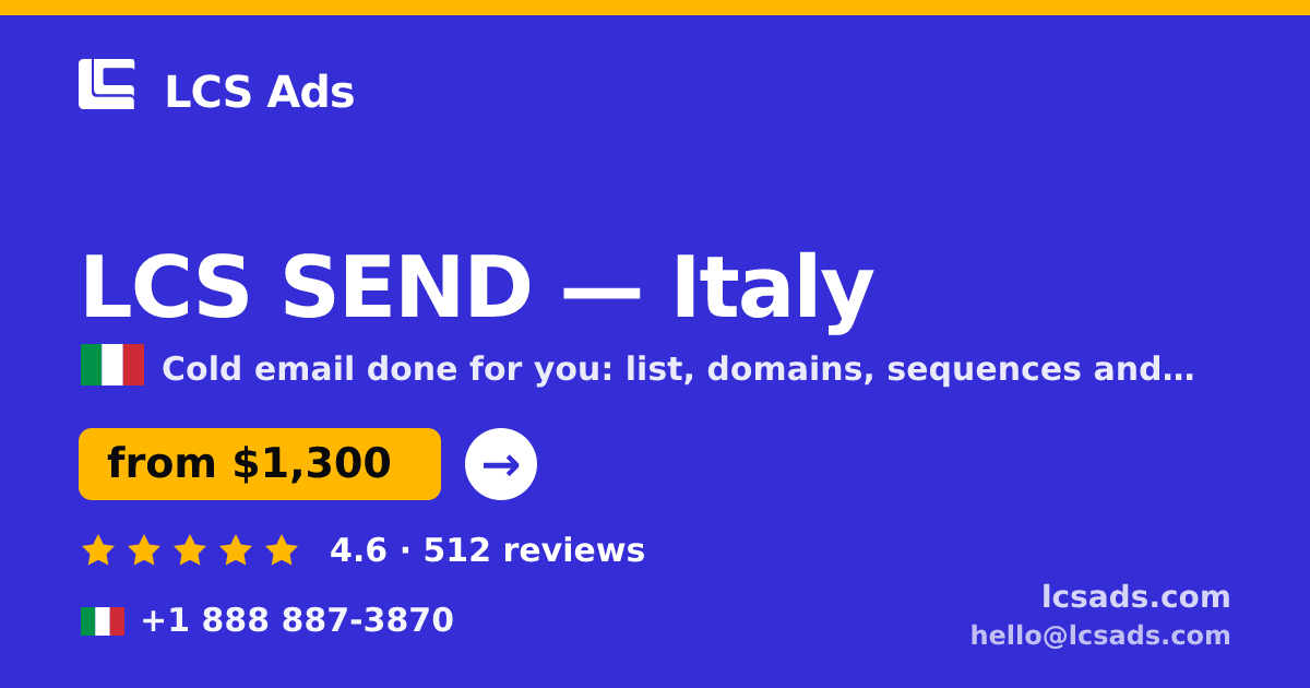 LCS SEND in Milan — from $1,700/mo, rated 4.9/5 by 3238 clients. LCS Ads.